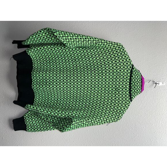 Vintage Obermeyer Ski Sweater 1/4 Zip Apres Ski Wool Kess Green purple 90s 80s M - Picture 9 of 11